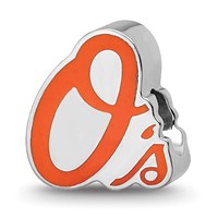 Sterling Silver Rhodium Plated Major League Baseball LogoArt Baltimore Orioles Enameled Bead view 1