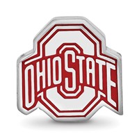Sterling Silver Rhodium-plated LogoArt the Ohio State University Enameled Extruded Logo Bead view 4