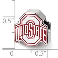 Sterling Silver Rhodium-plated LogoArt the Ohio State University Enameled Extruded Logo Bead view 3