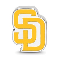 Sterling Silver Rhodium Plated Major League Baseball LogoArt San Diego Padres S-d Enamel Bead view 4