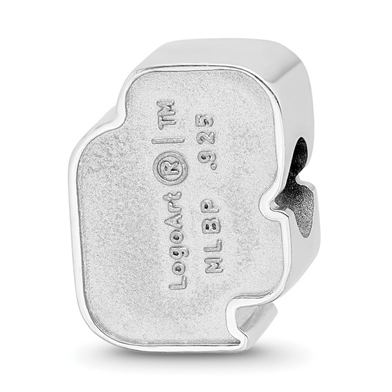 Sterling Silver Rhodium Plated Major League Baseball LogoArt San Diego Padres S-D Enamel Bead