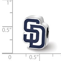Sterling Silver Rhodium Plated Major League Baseball LogoArt San Diego Padres S-d Enamel Bead view 3