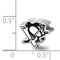 Sterling Silver Rhodium-plated Nhl LogoArt Pittsburgh Penguins Logo Enameled Bead view 3
