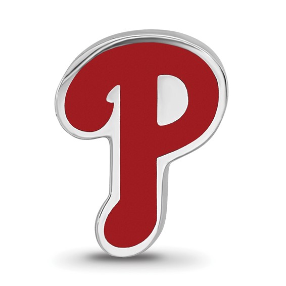 Sterling Silver Rhodium Plated Major League Baseball LogoArt Philadelphia Phillies Enamel Bead