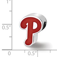 Sterling Silver Rhodium Plated Major League Baseball LogoArt Philadelphia Phillies Enamel Bead view 3