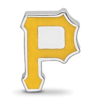 Sterling Silver Rhodium Plated Major League Baseball LogoArt Pittsburgh Pirates Enameled Bead view 4