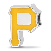 Sterling Silver Rhodium Plated Major League Baseball LogoArt Pittsburgh Pirates Enameled Bead view 1