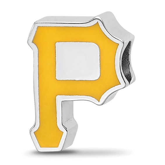 Sterling Silver Rhodium Plated Major League Baseball LogoArt Pittsburgh Pirates Enameled Bead