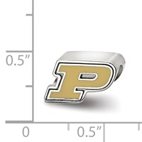 Sterling Silver Rhodium-plated LogoArt Purdue University Letter P Enameled Logo Bead view 3
