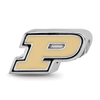 Sterling Silver Rhodium-plated LogoArt Purdue University Letter P Enameled Logo Bead view 1