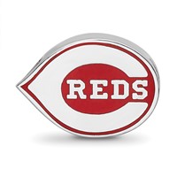 Sterling Silver Rhodium Plated Major League Baseball LogoArt Cincinnati Reds Enameled Bead view 4