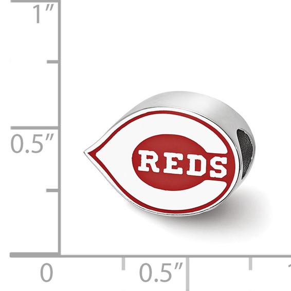 Sterling Silver Rhodium Plated Major League Baseball LogoArt Cincinnati Reds Enameled Bead