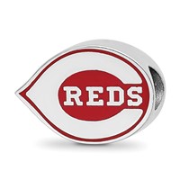 Sterling Silver Rhodium Plated Major League Baseball LogoArt Cincinnati Reds Enameled Bead view 1