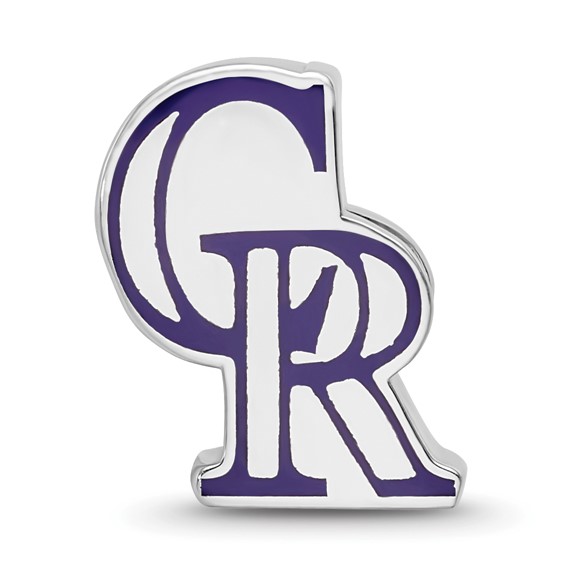 Sterling Silver Rhodium Plated Major League Baseball LogoArt Colorado Rockies Enameled Bead