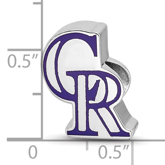 Sterling Silver Rhodium Plated Major League Baseball LogoArt Colorado Rockies Enameled Bead