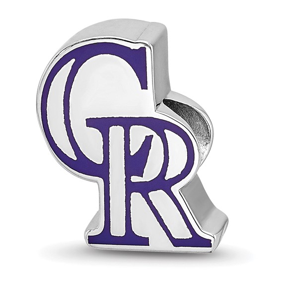 Sterling Silver Rhodium Plated Major League Baseball LogoArt Colorado Rockies Enameled Bead