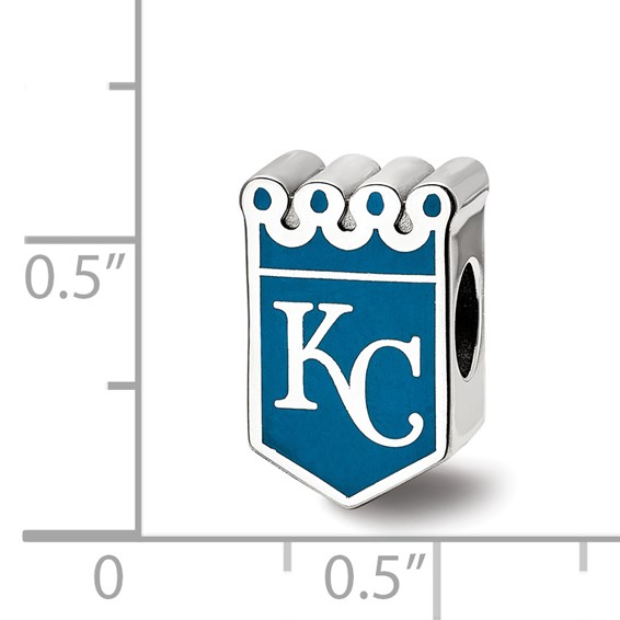 Sterling Silver Rhodium Plated Major League Baseball LogoArt Kansas City Royals Enamel Bead