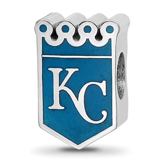 Sterling Silver Rhodium Plated Major League Baseball LogoArt Kansas City Royals Enamel Bead