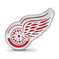 Sterling Silver Rhodium-plated Nhl LogoArt Detroit Red Wings Enameled Bead view 4