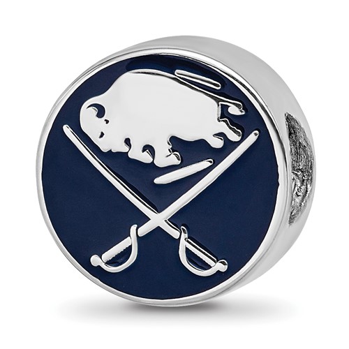 Sterling Silver Nhl LogoArt Buffalo Sabres Enameled Bead