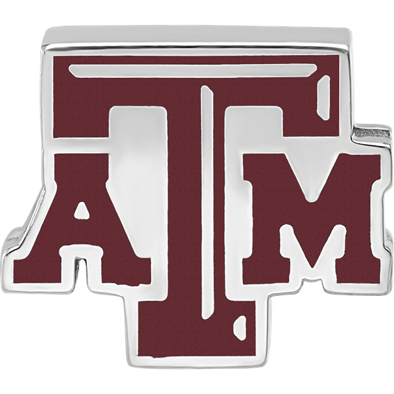 Sterling Silver Rhodium-plated LogoArt Texas A and M University T-A-M Enameled Bead