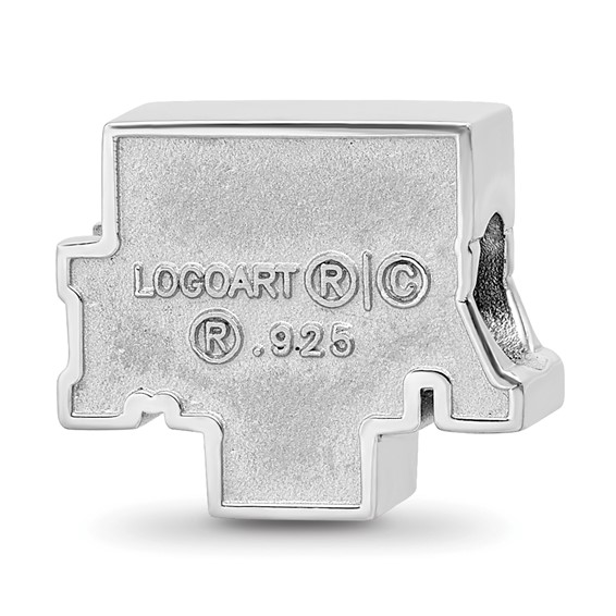 Sterling Silver Rhodium-plated LogoArt Texas A and M University T-A-M Enameled Bead