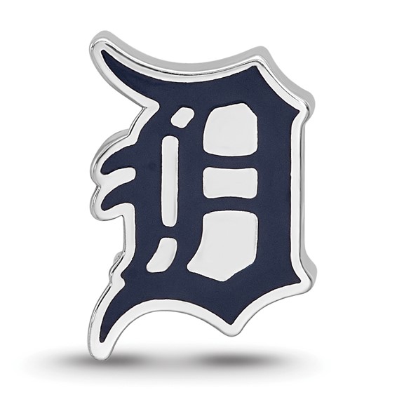 Sterling Silver Rhodium Plated Major League Baseball LogoArt Detroit Tigers Enamel Bead