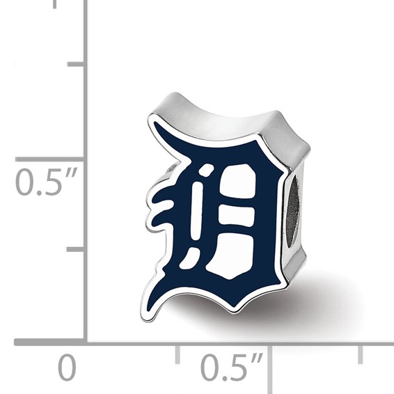 Sterling Silver Rhodium Plated Major League Baseball LogoArt Detroit Tigers Enamel Bead