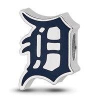 Sterling Silver Rhodium Plated Major League Baseball LogoArt Detroit Tigers Enamel Bead view 1