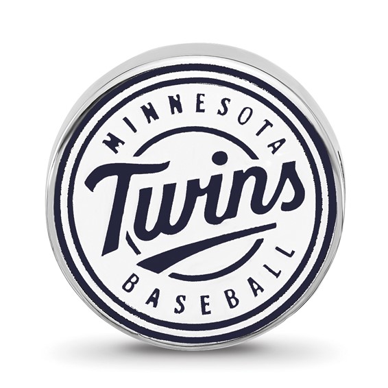 Sterling Silver Rhodium Plated Major League Baseball LogoArt Minnesota Twins Enamel Bead