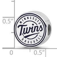 Sterling Silver Rhodium Plated Major League Baseball LogoArt Minnesota Twins Enamel Bead view 3