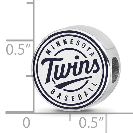 Sterling Silver Rhodium Plated Major League Baseball LogoArt Minnesota Twins Enamel Bead