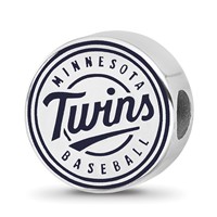 Sterling Silver Rhodium Plated Major League Baseball LogoArt Minnesota Twins Enamel Bead view 1