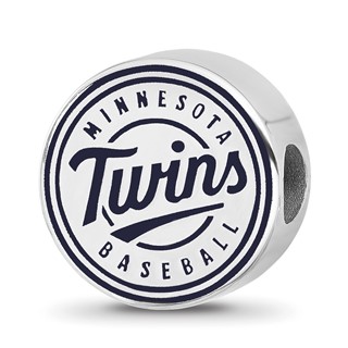 Sterling Silver Rhodium Plated Major League Baseball LogoArt Minnesota Twins Enamel Bead