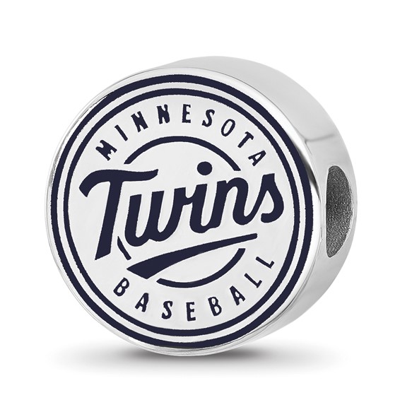 Sterling Silver Rhodium Plated Major League Baseball LogoArt Minnesota Twins Enamel Bead