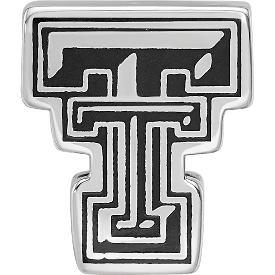 Sterling Silver Rhodium-plated LogoArt Texas Tech University T-T Enameled Logo Bead