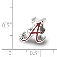 Sterling Silver Rhodium-plated LogoArt University of Alabama Letter a Enameled Bead view 3