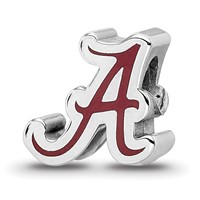 Sterling Silver Rhodium-plated LogoArt University of Alabama Letter a Enameled Bead view 1