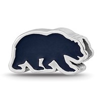 Sterling Silver Rhodium-plated LogoArt University of California Berkeley Bear Enameled Bead view 1