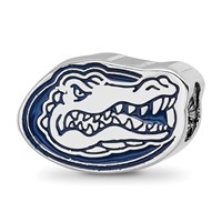 Sterling Silver Rhodium-plated LogoArt University of Florida Gator Enameled Logo Bead view 1