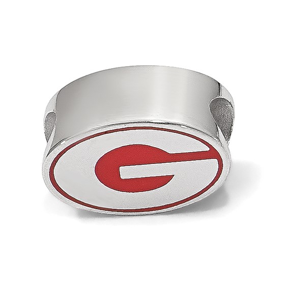 Sterling Silver Rhodium-plated LogoArt University of Georgia Letter G Enameled Logo Bead
