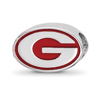 Sterling Silver Rhodium-plated LogoArt University of Georgia Letter G Enameled Logo Bead view 1