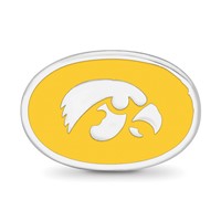 Sterling Silver Rhodium-plated LogoArt the University of Iowa Hawk Enameled 1-sided Bead view 4