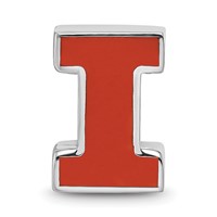 Sterling Silver Rhodium-plated LogoArt University of Illinois Letter I Enameled Logo Bead view 4