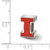 Sterling Silver Rhodium-plated LogoArt University of Illinois Letter I Enameled Logo Bead view 3