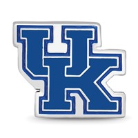 Sterling Silver Rhodium-plated LogoArt University of Kentucky U-k Enameled Logo Bead view 4