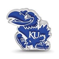 Sterling Silver Rhodium-plated LogoArt the University of Kansas Jayhawk Enameled Logo Bead view 4