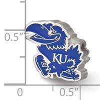 Sterling Silver Rhodium-plated LogoArt the University of Kansas Jayhawk Enameled Logo Bead view 3