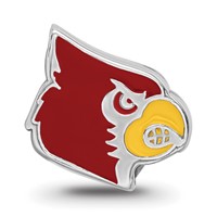 Sterling Silver Rhodium-plated LogoArt University of Louisville Cardinal Enameled Logo Bead view 4