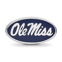 Sterling Silver Rhodium-plated LogoArt University of Mississippi Ole Miss Oval Enameled Bead view 4